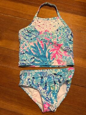 Lilly Pulitzer Pastel Pink and Blue Girls Swim Set
